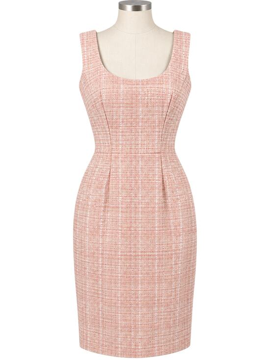 Tory Burch Dresses & Skirts - Tory Burch Sleeveless Pink Cream Plaid Sheath Dress - Size 0